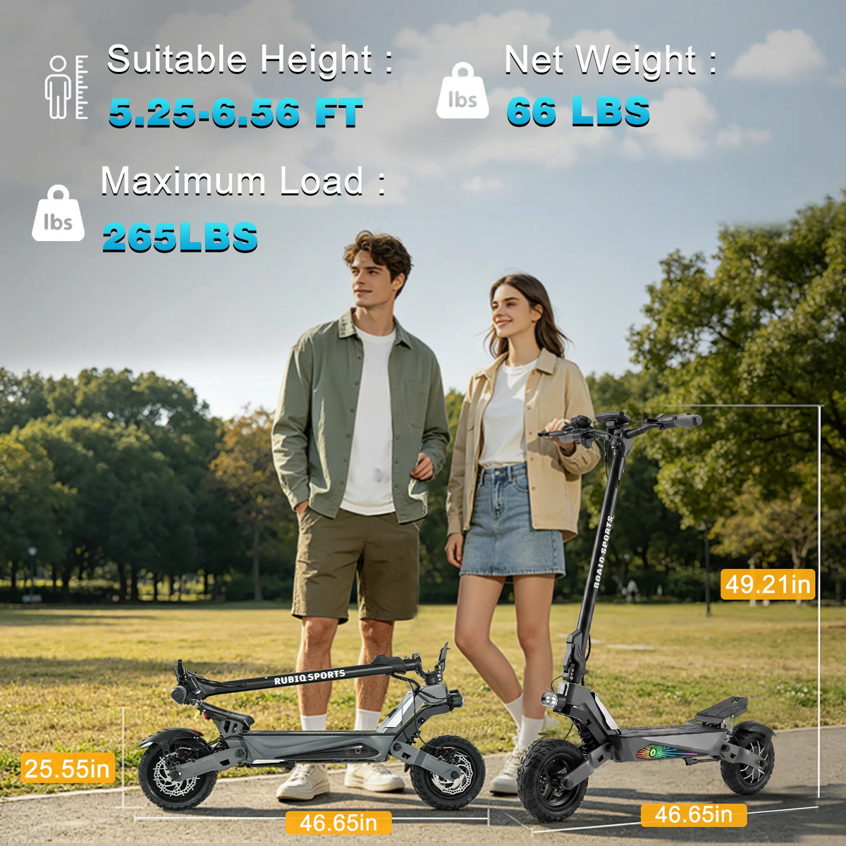 BIkydom Foldable Electric Scooter For Adults With Long Range Battery