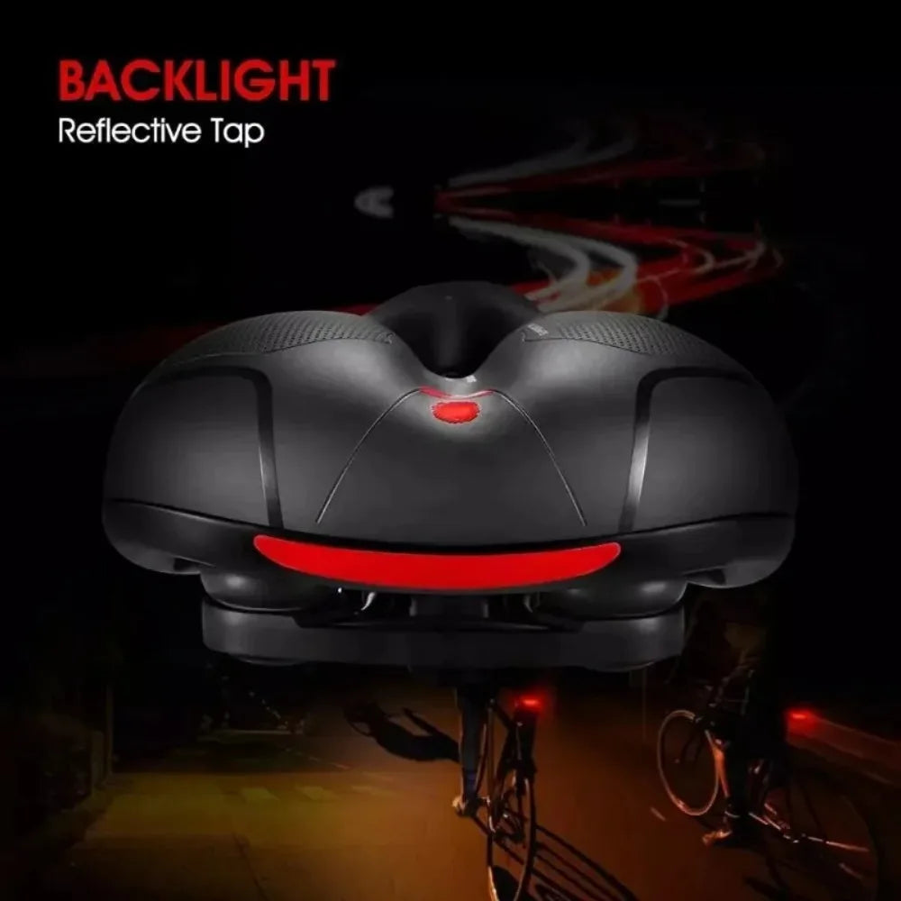 Hollow Breathable Bike Seat Cushion Widened Soft Bicycle Saddle With Taillight for Mountain & Road Cycling