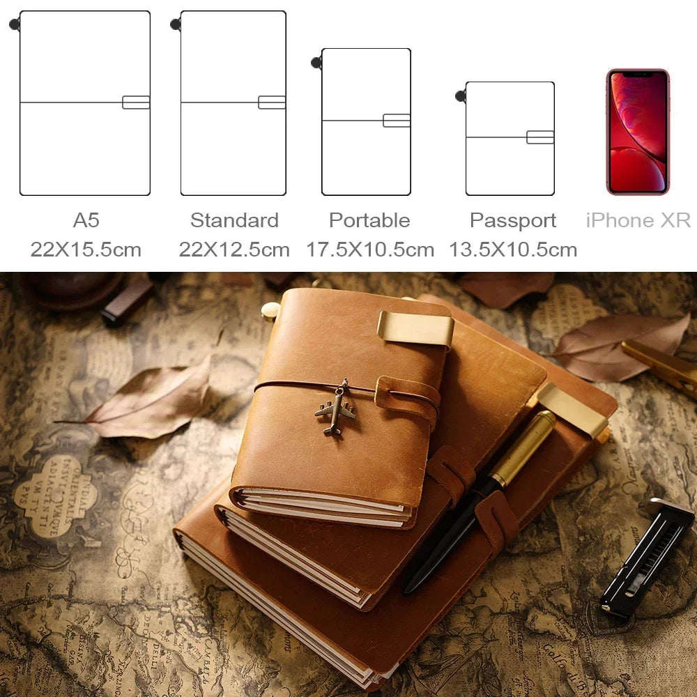 Handmade Vintage Genuine Leather Travel Notebook Cover For Diaries