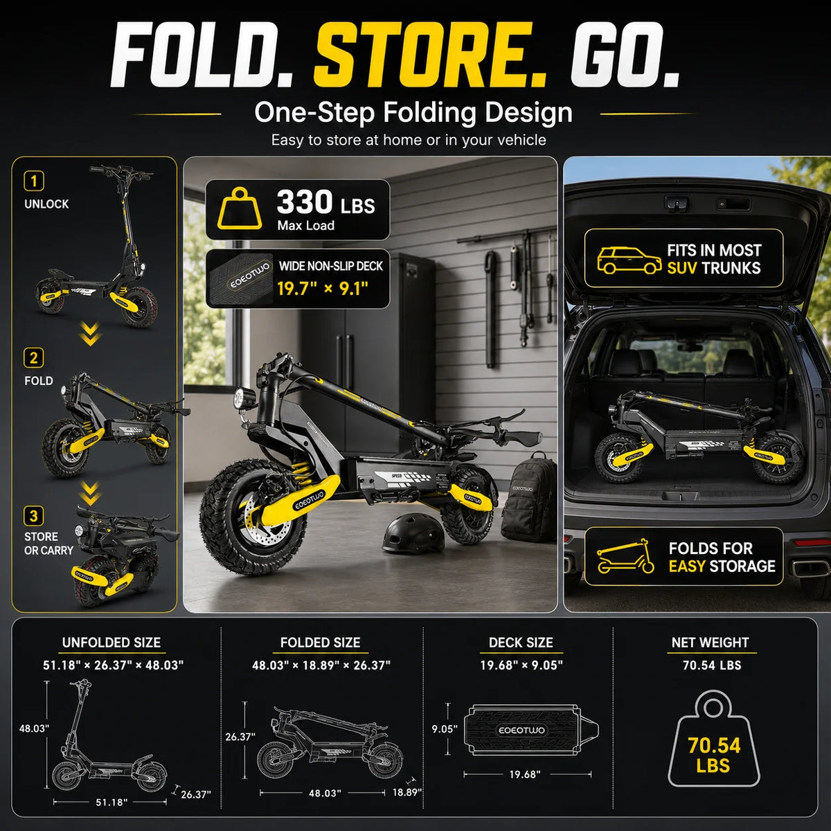 EOEOTWO 1200W Off Road Electric Scooter for Adults 30 MPH
