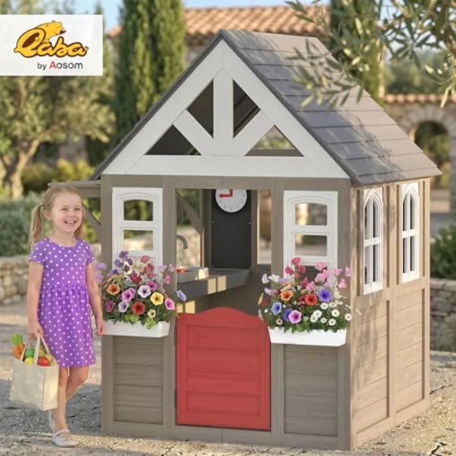 MDNG Wooden Outdoor Playhouse With Dog Door For Kids