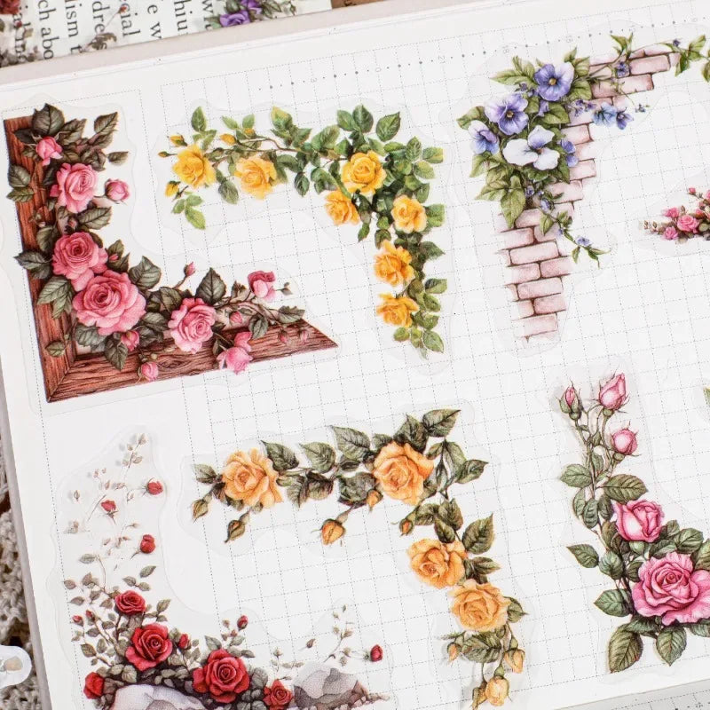 Floral PET Stickers for DIY Journals Scrapbooks and Albums