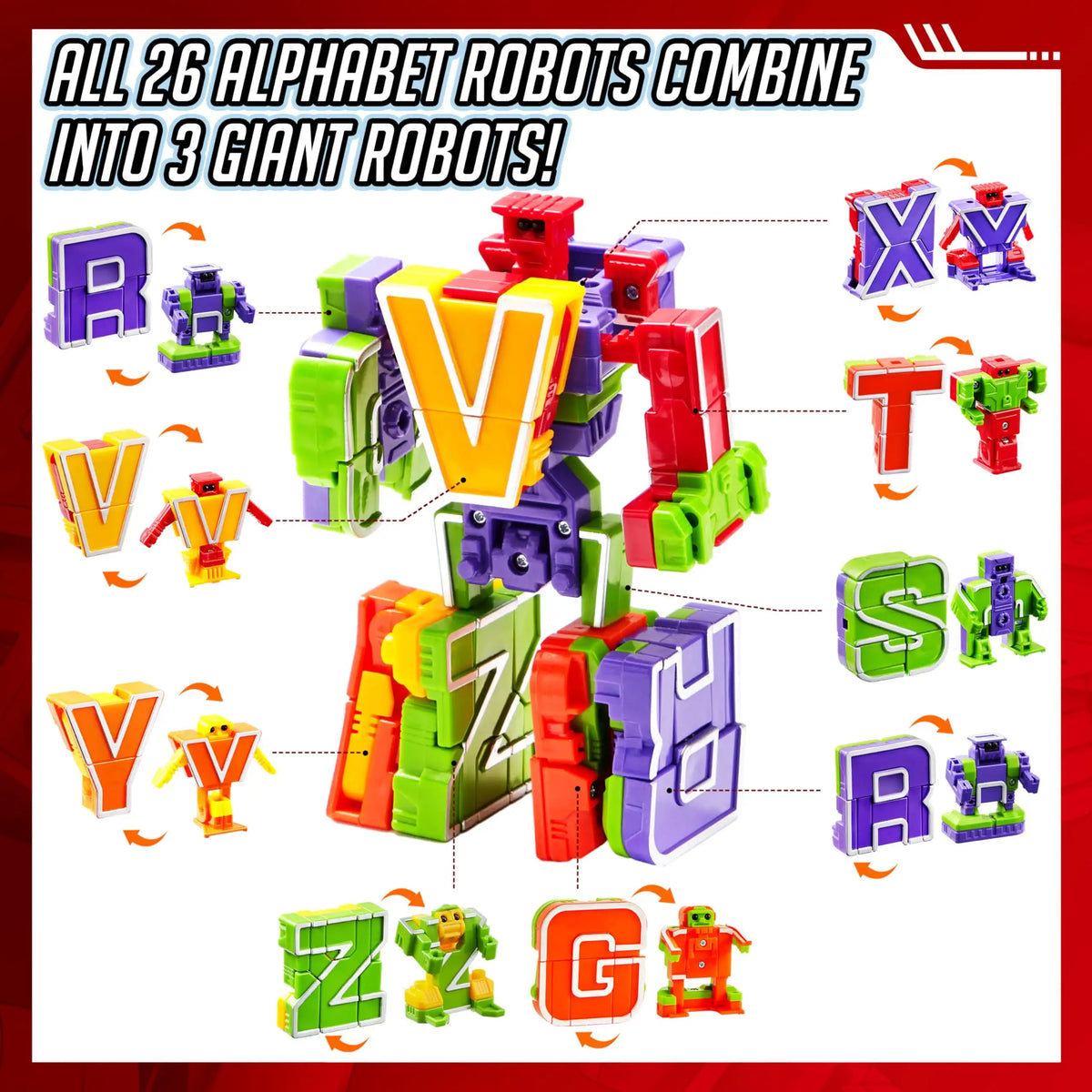 Joyfy Alphabet Bots Transforming Robot STEM Building Toy Set
