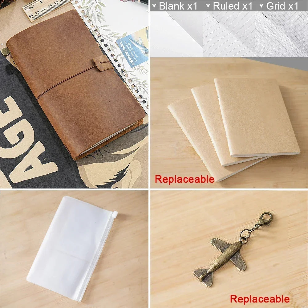 Handmade Vintage Genuine Leather Travel Notebook Cover For Diaries
