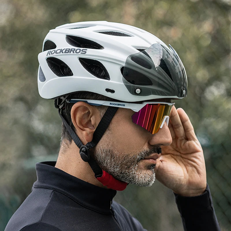 Rockbros Lightweight Ventilated Cycling Helmet With Safety Goggles