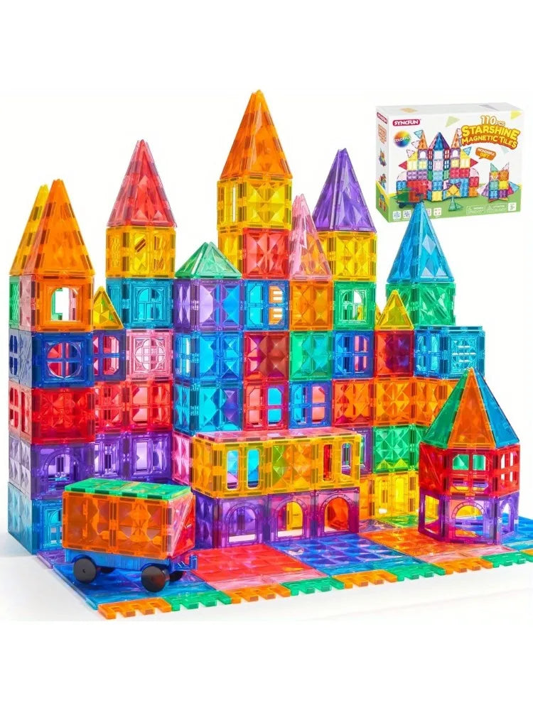 Joyfy Magnetic Building Tiles Construction Set With Vehicle Blocks
