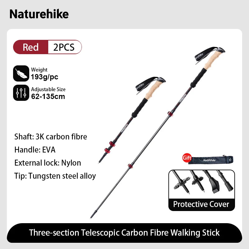 Naturehike Ultralight Carbon Fiber Trekking Poles For Lightweight Outdoor Gear