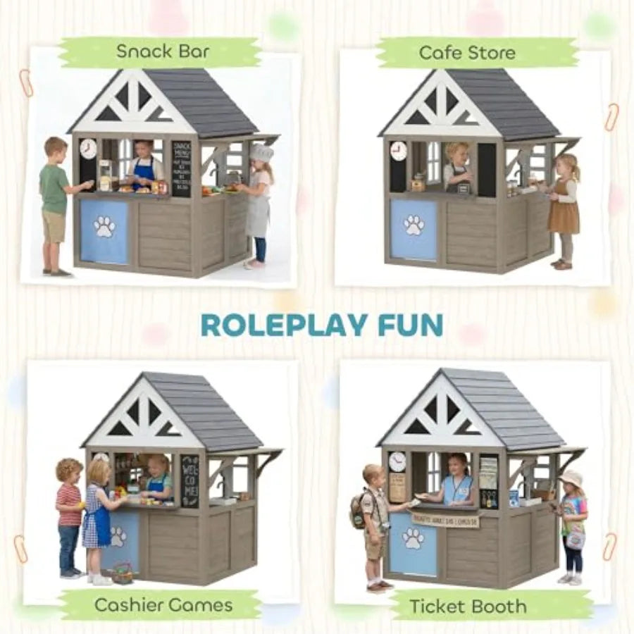 MDNG Wooden Outdoor Playhouse With Dog Door For Kids