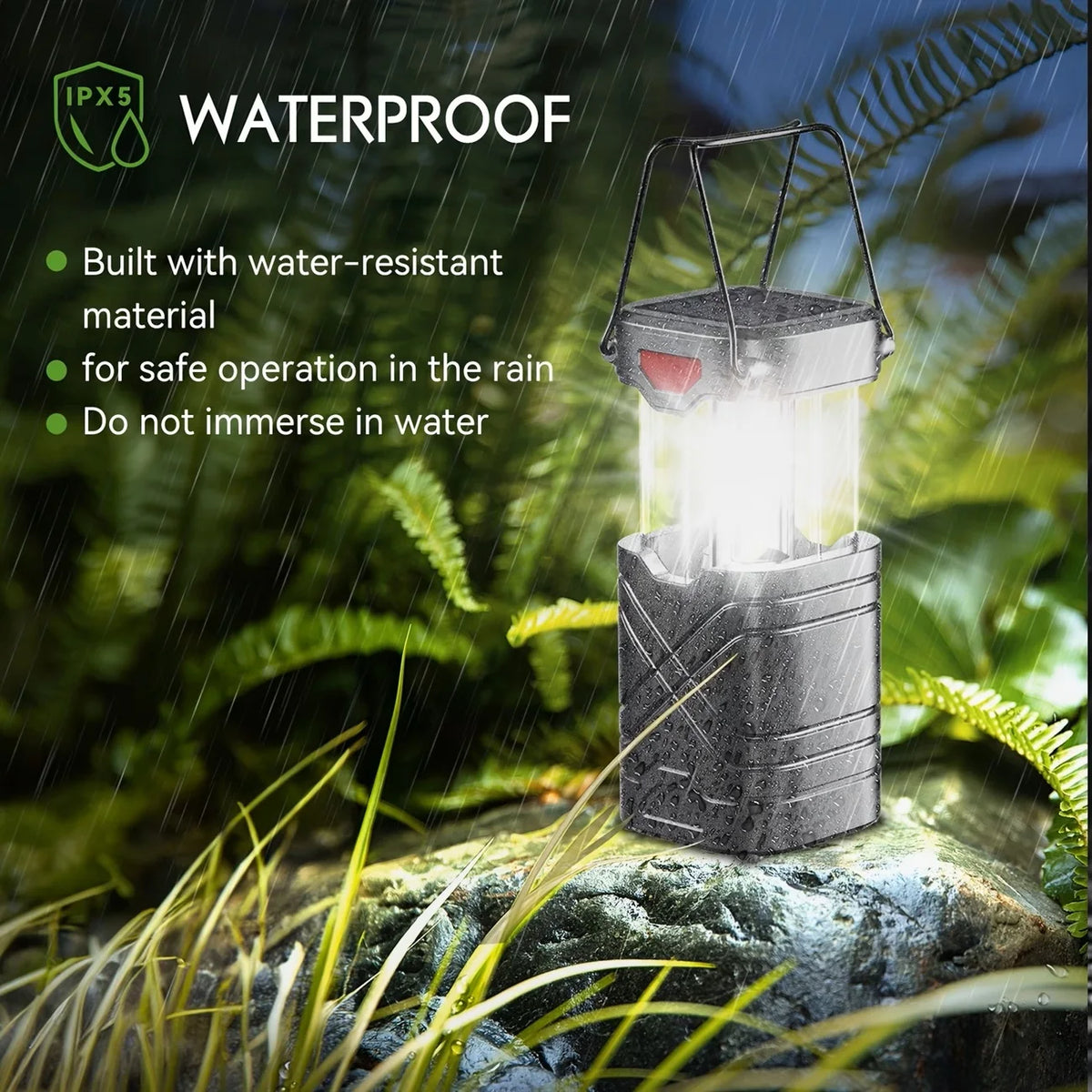 Collapsible Rechargeable Solar Camping Lantern With Led Flashlight