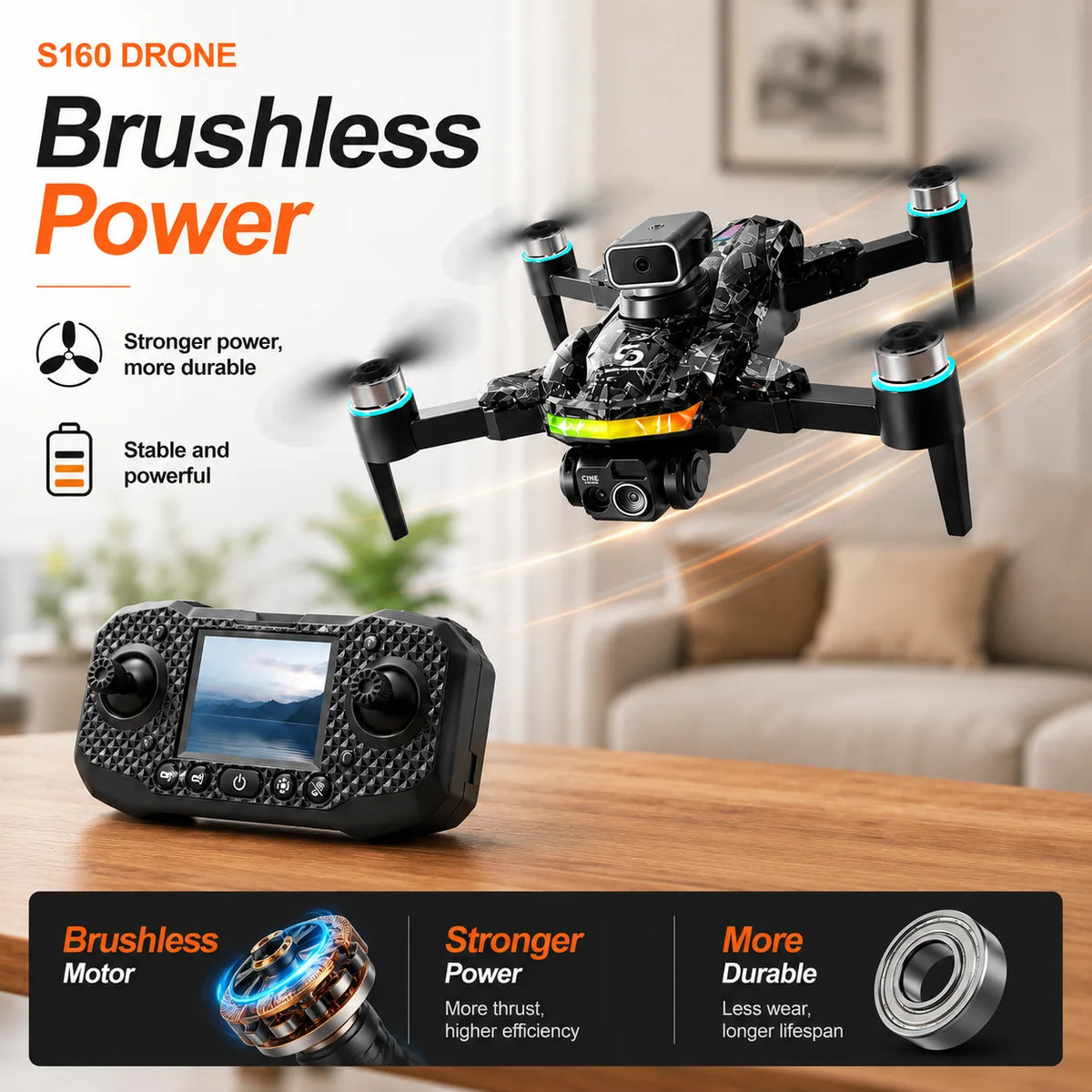 ZNLYRION Foldable Brushless Drone With Screen Remote And Obstacle Avoidance