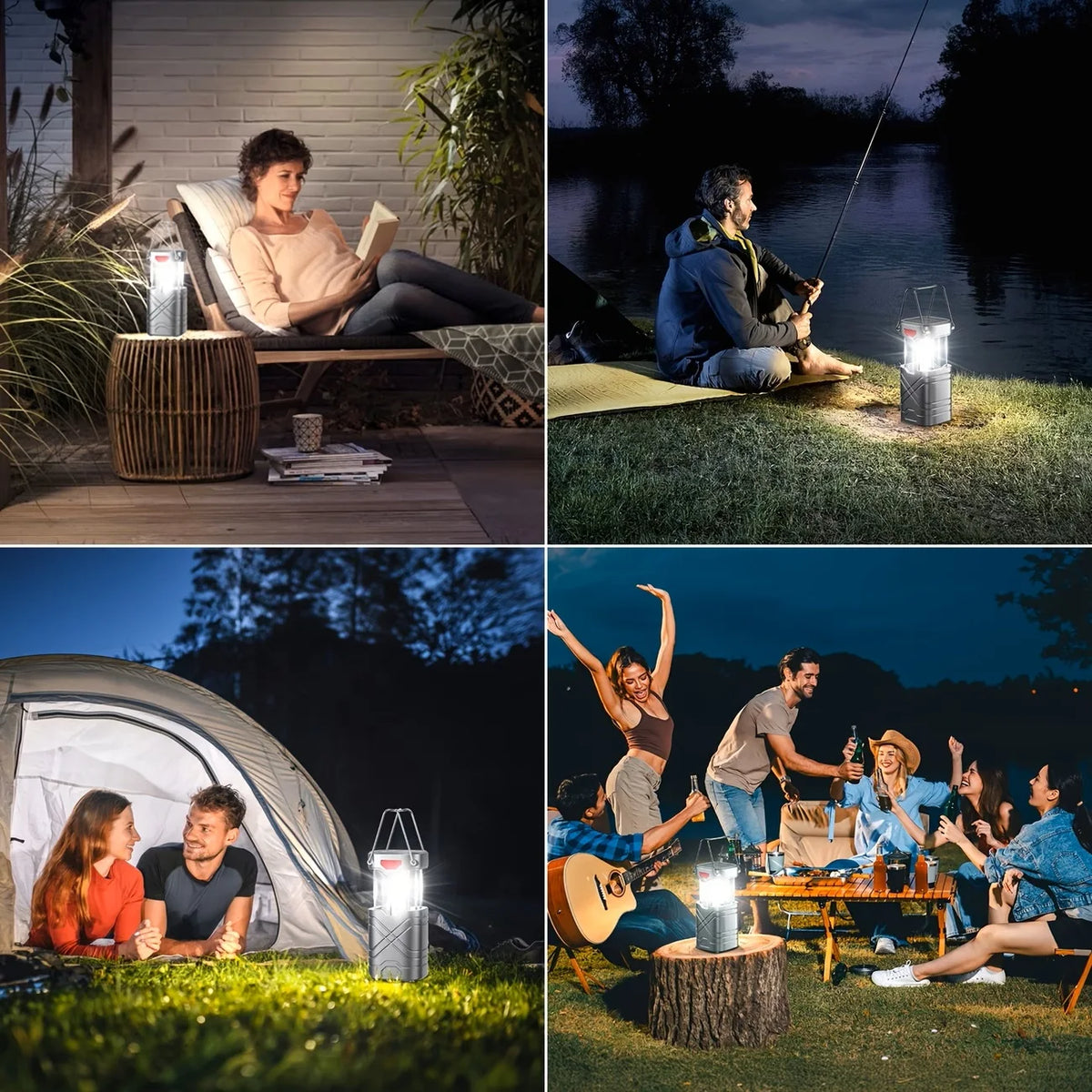 Collapsible Rechargeable Solar Camping Lantern With Led Flashlight