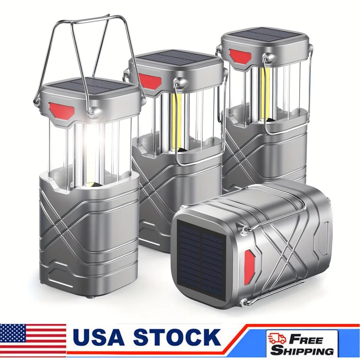 Collapsible Rechargeable Solar Camping Lantern With Led Flashlight