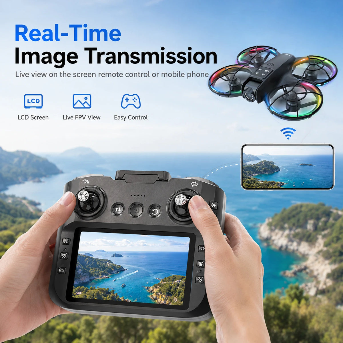 ZNLYRION K200MAX Drone With 180 Degree Camera And LCD Screen