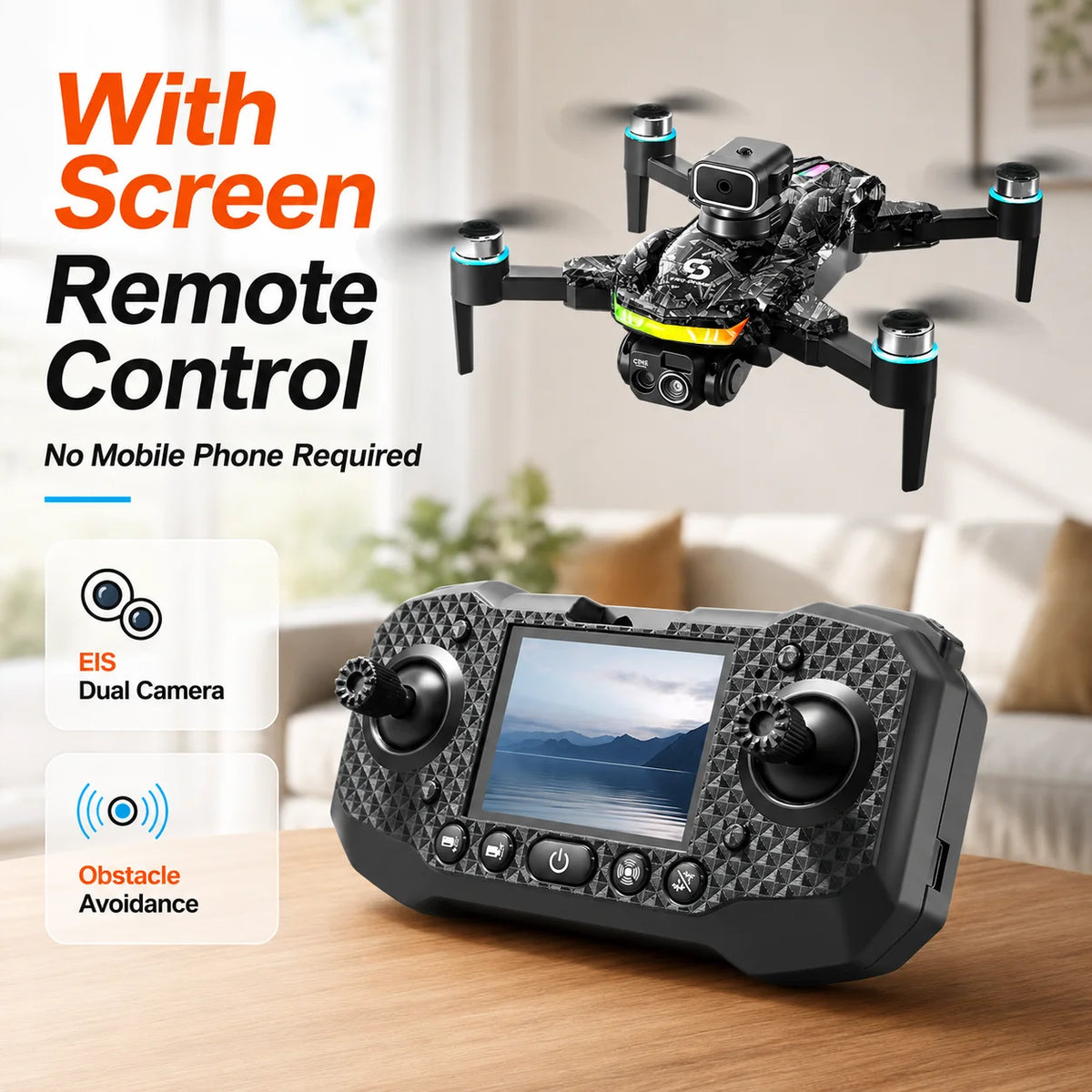 ZNLYRION Foldable Brushless Drone With Screen Remote And Obstacle Avoidance