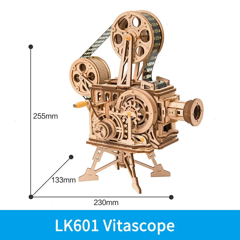 Robotime ROKR Hand Crank Film Projector Wooden Puzzle Model