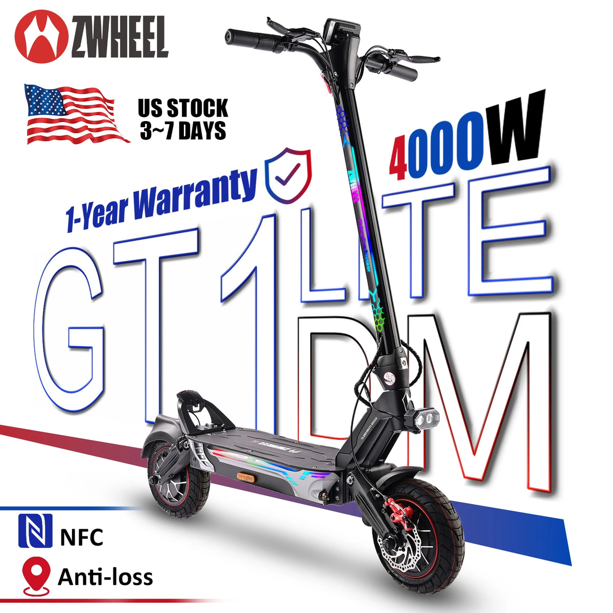 ZWHEEL GT1 Lite Dual Motor Long Range Electric Scooter