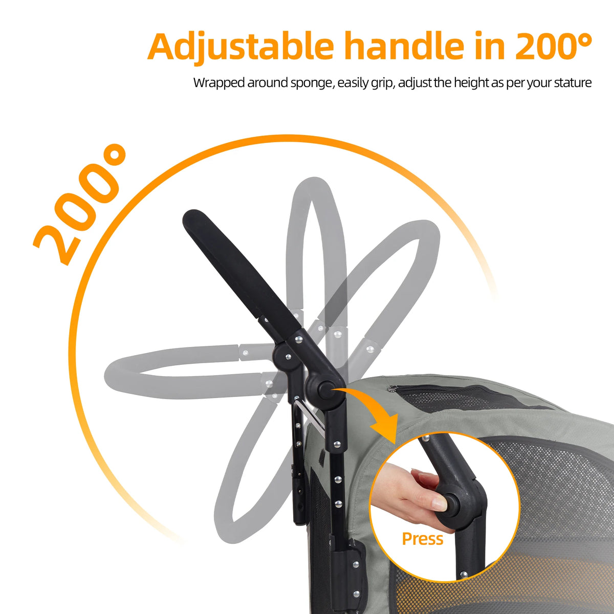 Foldable Breathable Dog Stroller With Four Wheels for Travel