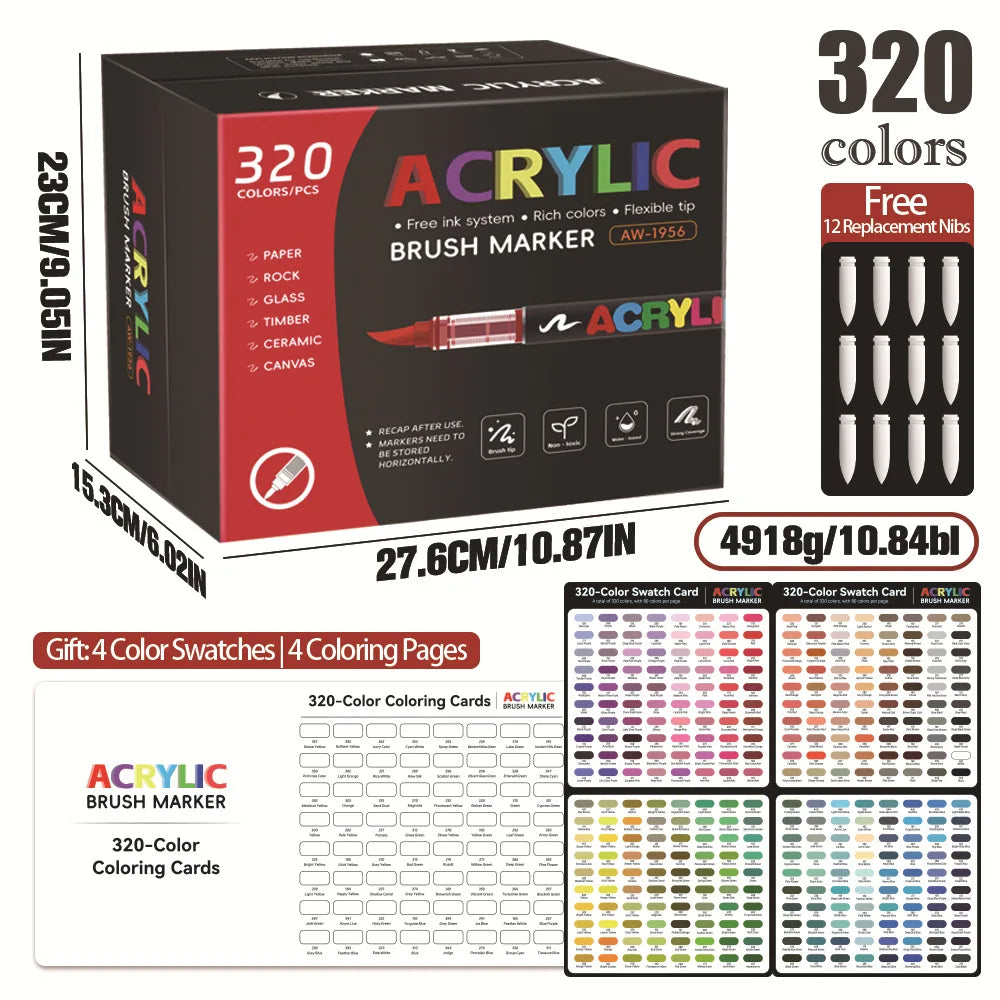 Acrylic Brush Markers for Fabric Rock Ceramic and DIY Crafts