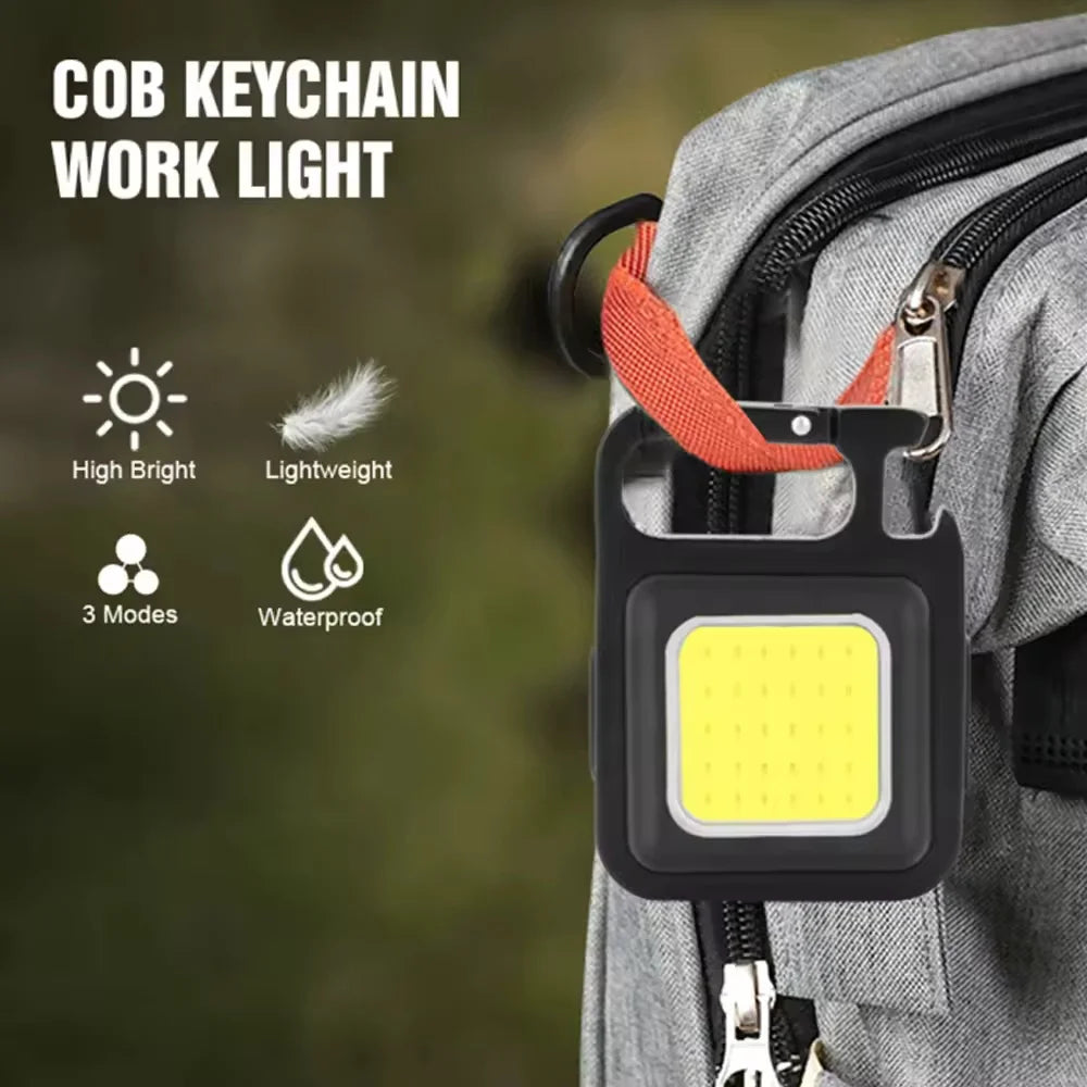 Rechargeable Mini Cob Keychain Flashlight With Magnet And Four Modes