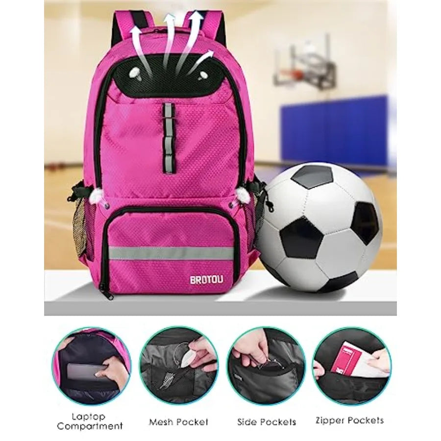 Nylon Soccer Sports Backpack With Ball Holders And Shoe Compartment