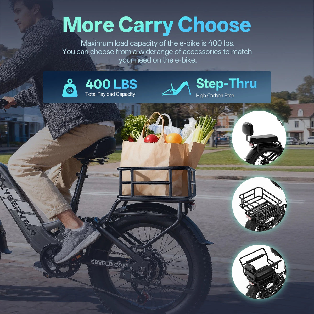Cybervelo Electric Bike Step Through Commuter With Long Range Battery
