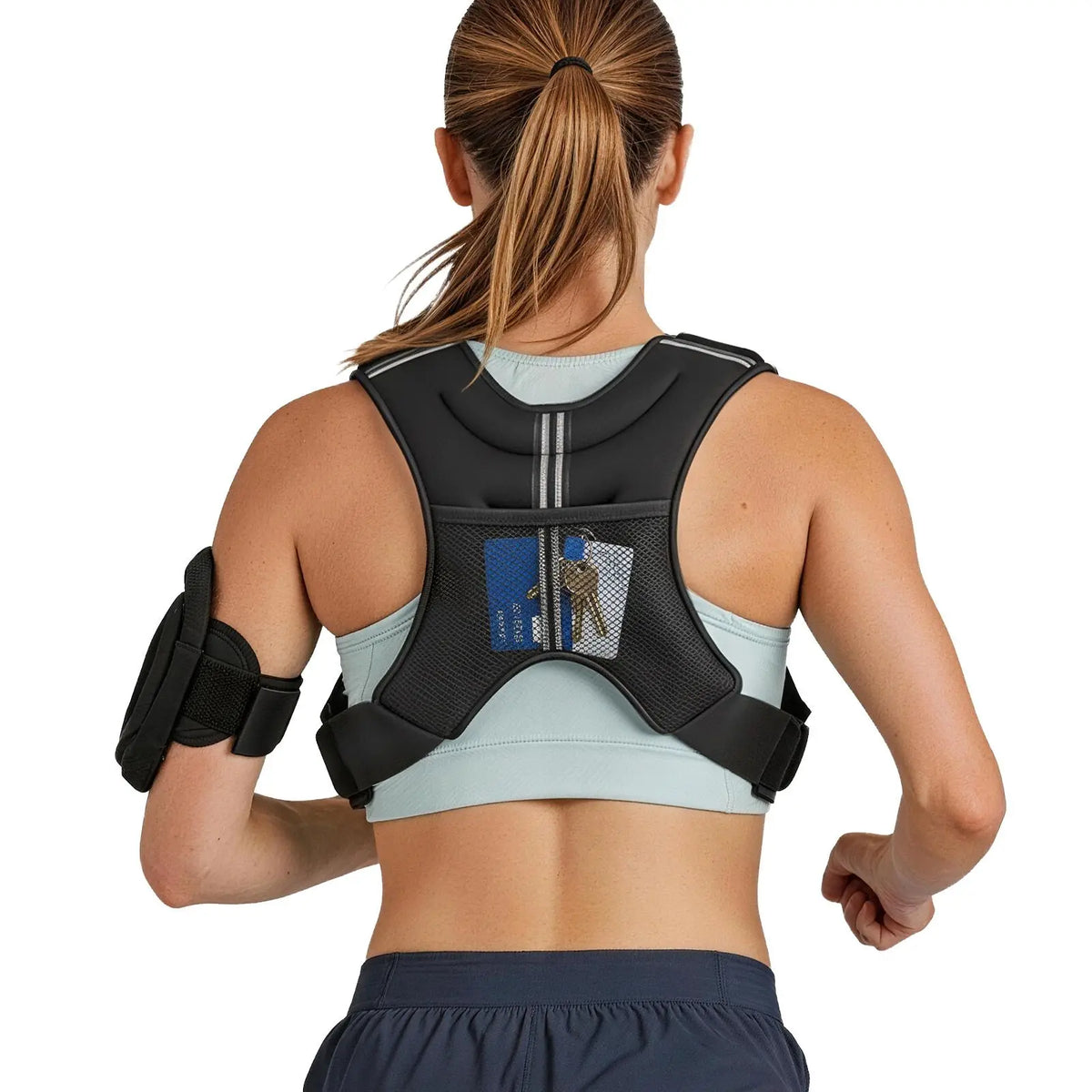 Adjustable Weighted Vest With Reflective Stripes For Strength Training