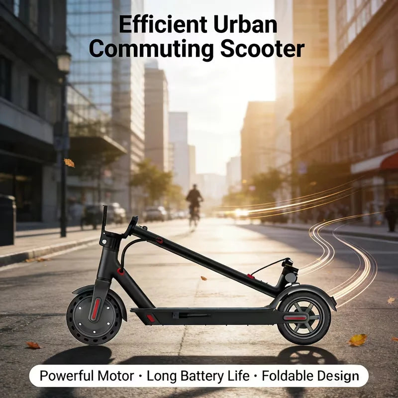 Portable Folding Electric Scooter With Solid Tires And LED Lights