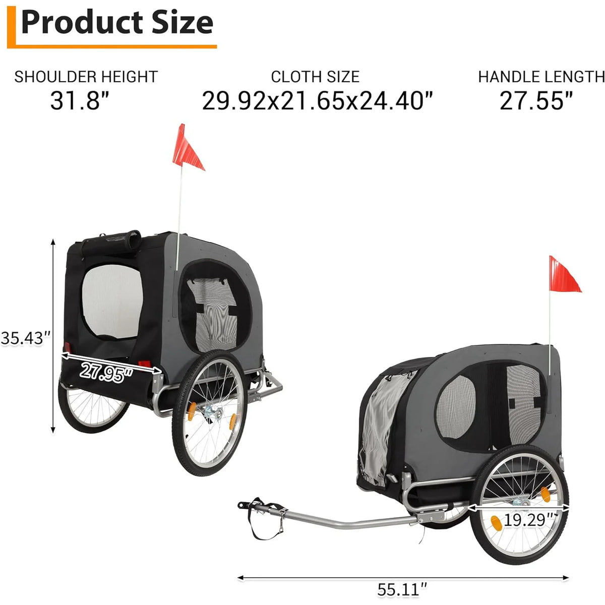 HiMISS Dog Bike Trailer And Jogging Stroller With Ventilated Cabin