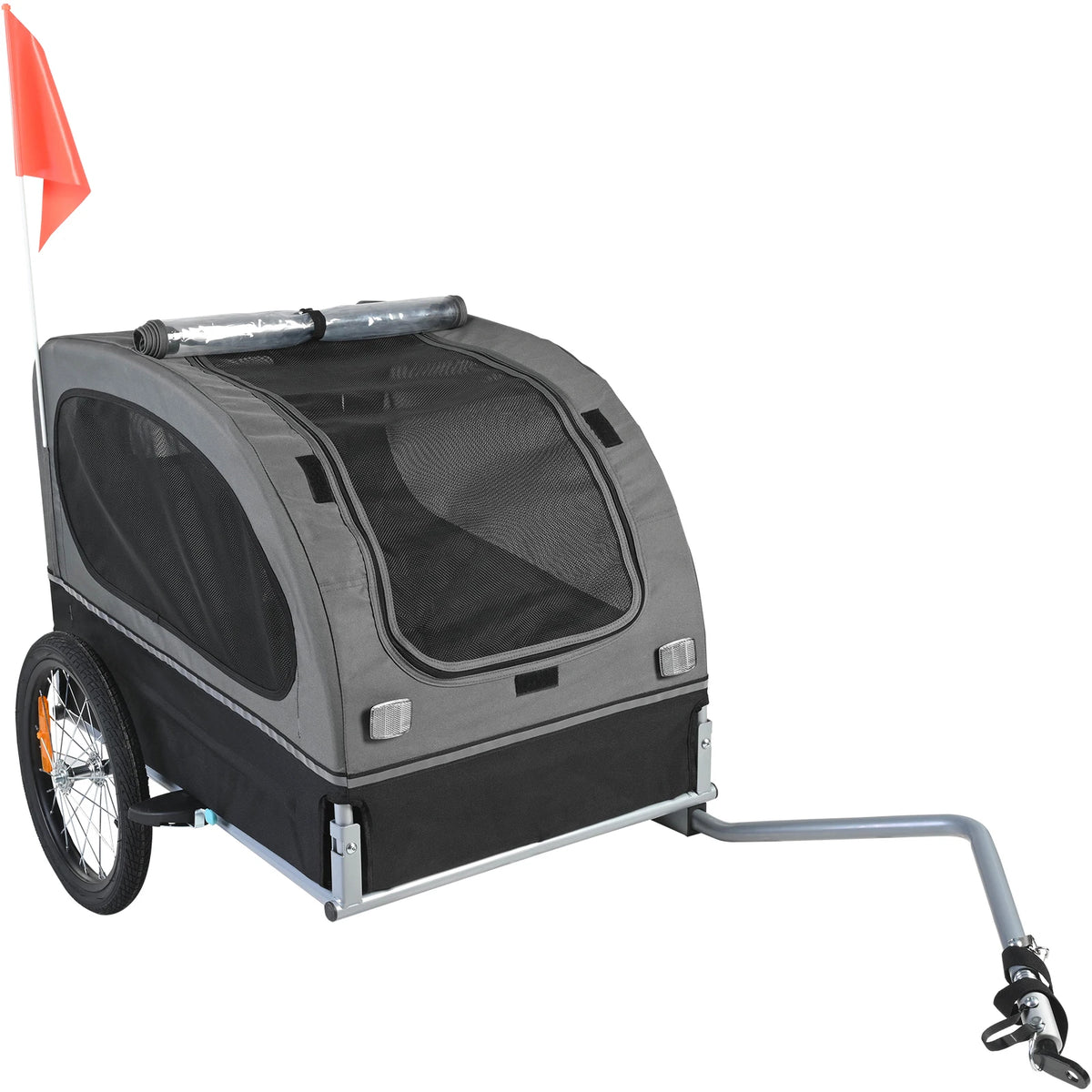 SucceBuy Folding Dog Bike Trailer Pet Carrier With Safety Reflectors