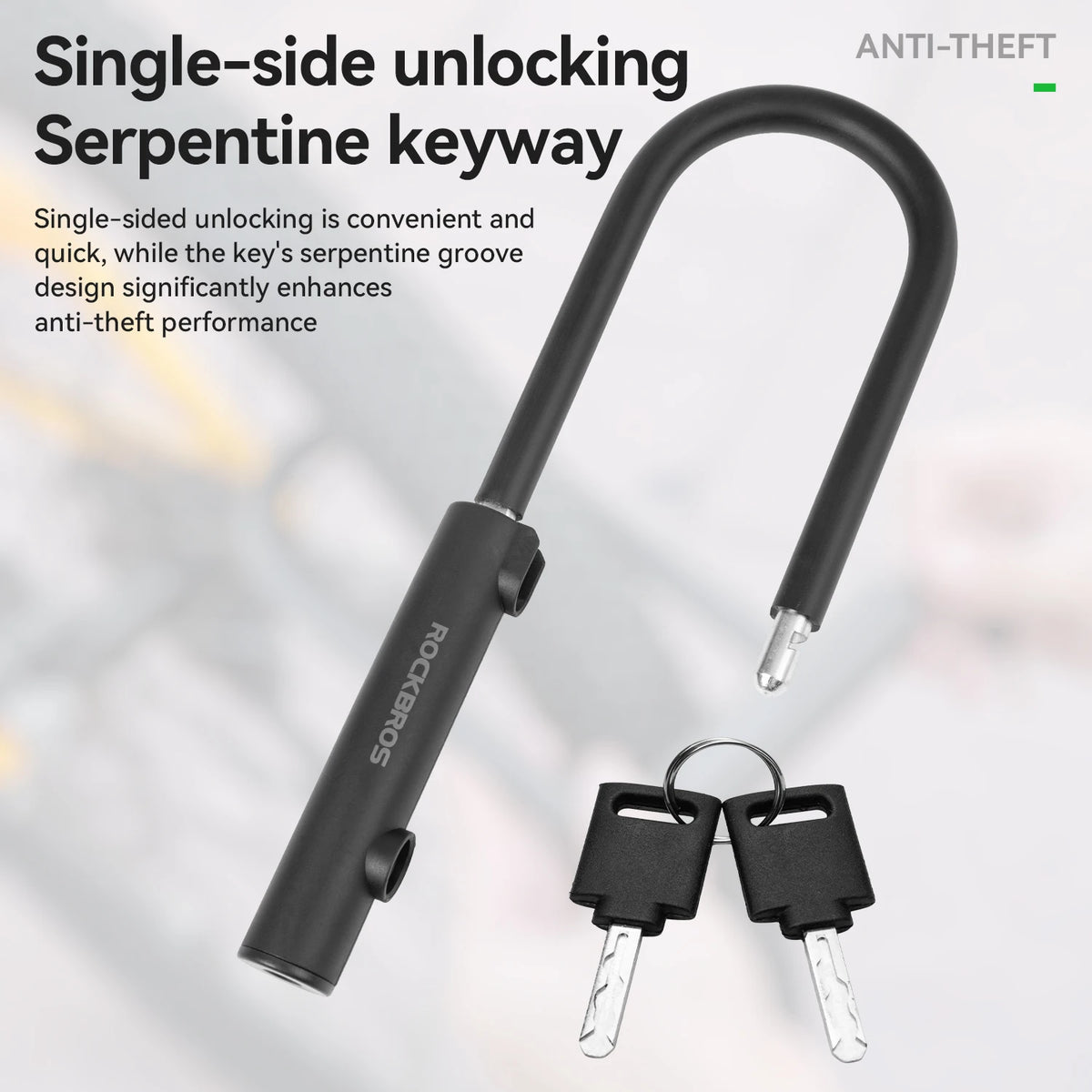 Rockbros Anti Theft U Lock With Silicone Waterproof Shell