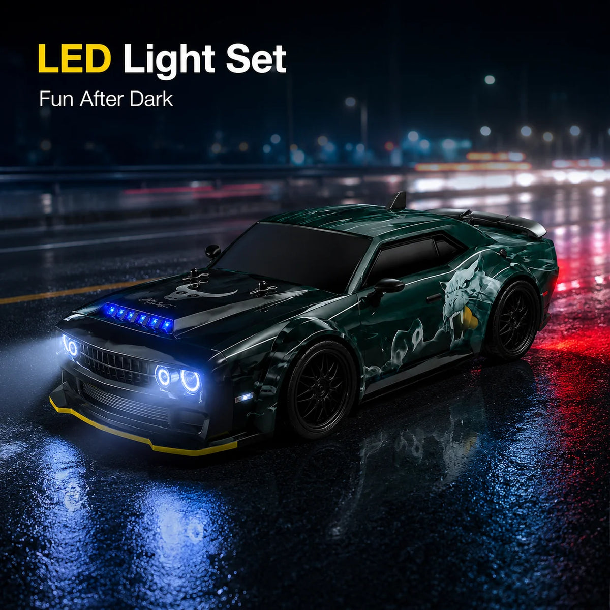 ZNLYRION 4WD RC Drift Buggy Metal Differential With LED Signals
