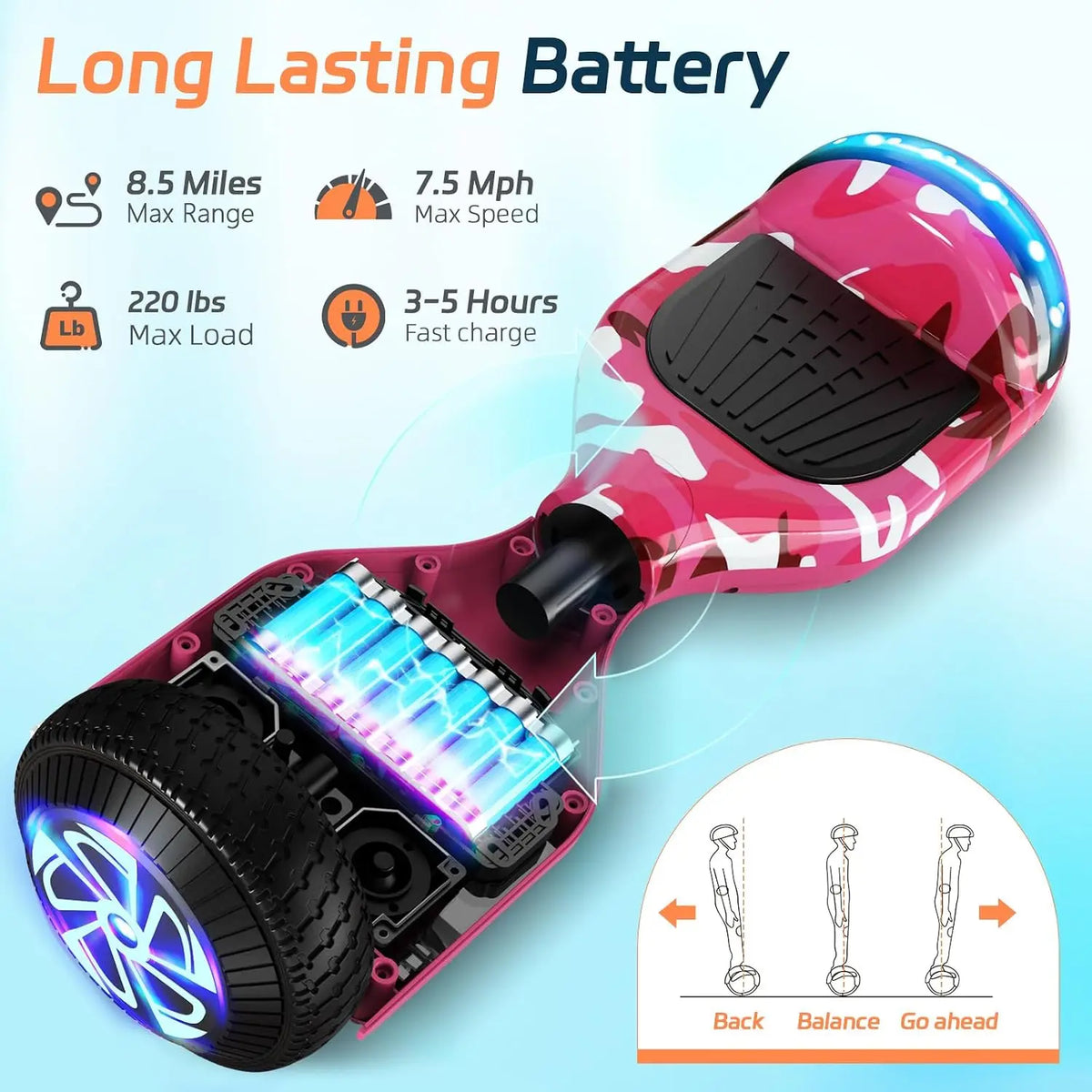 Dual Motor Electric Scooter With Bluetooth And Colorful LED Lights