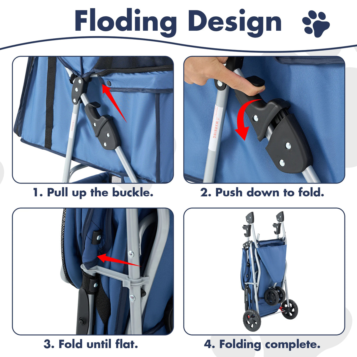 Dumos Foldable Pet Stroller For Small Dogs And Cats