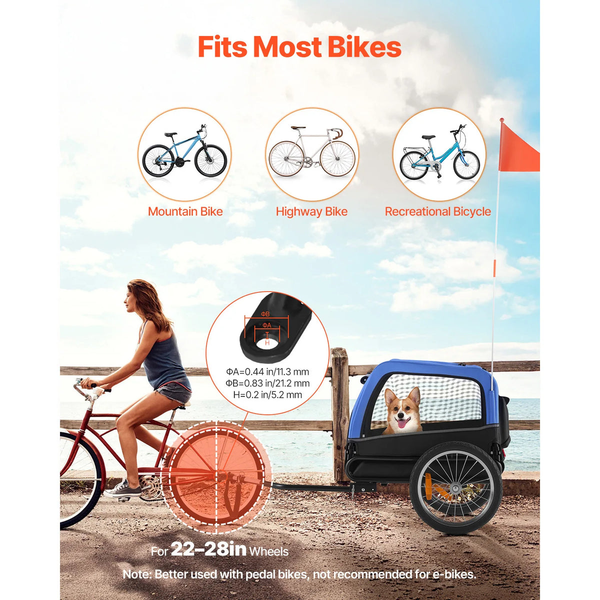 Durable Dog Bike Trailer Quick Release Coupler Secure Pet Cart
