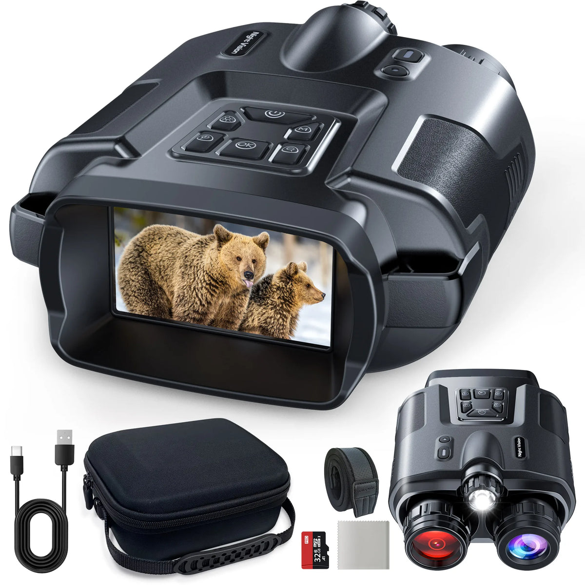 Letcmoi 4K Night Vision Binoculars With Rechargeable Battery And Screen