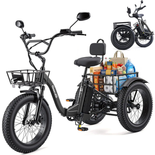 GOCIO Foldable Fat Tire Electric Tricycle With Large Basket