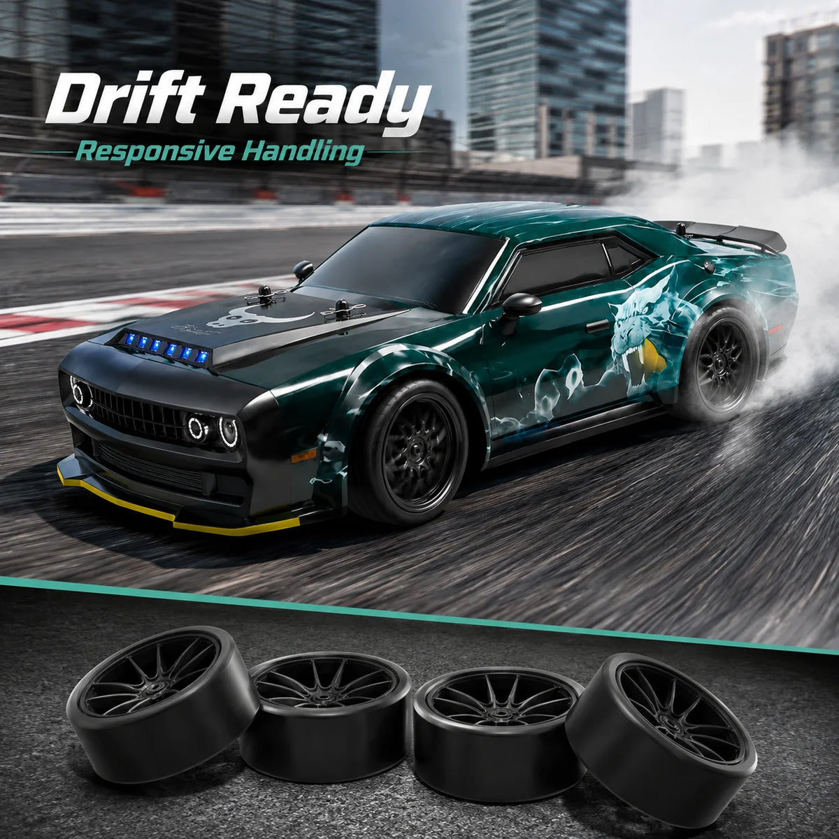 ZNLYRION 4WD RC Drift Buggy Metal Differential With LED Signals
