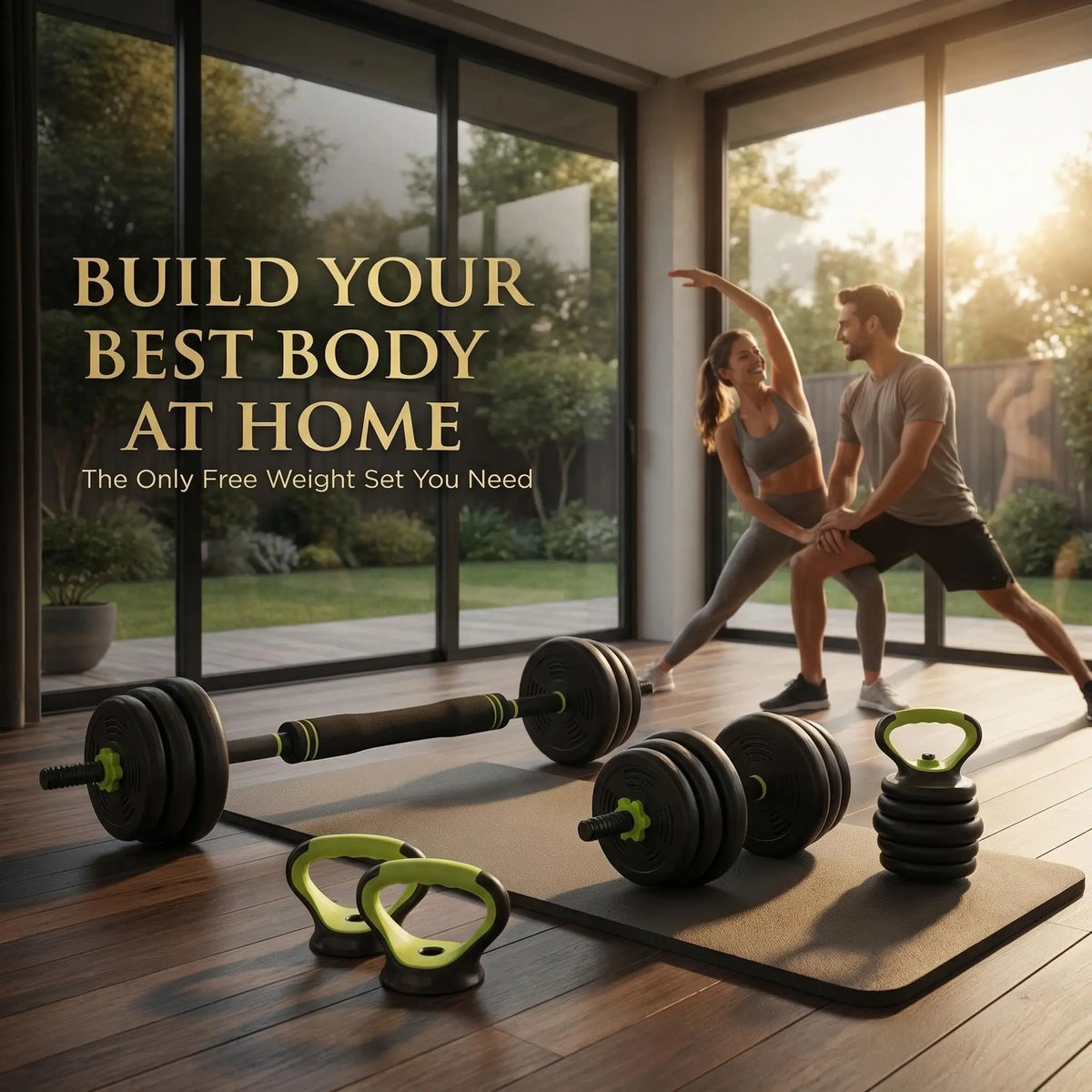 Adjustable Dumbbell And Barbell Weight Set For Home Gym Fitness
