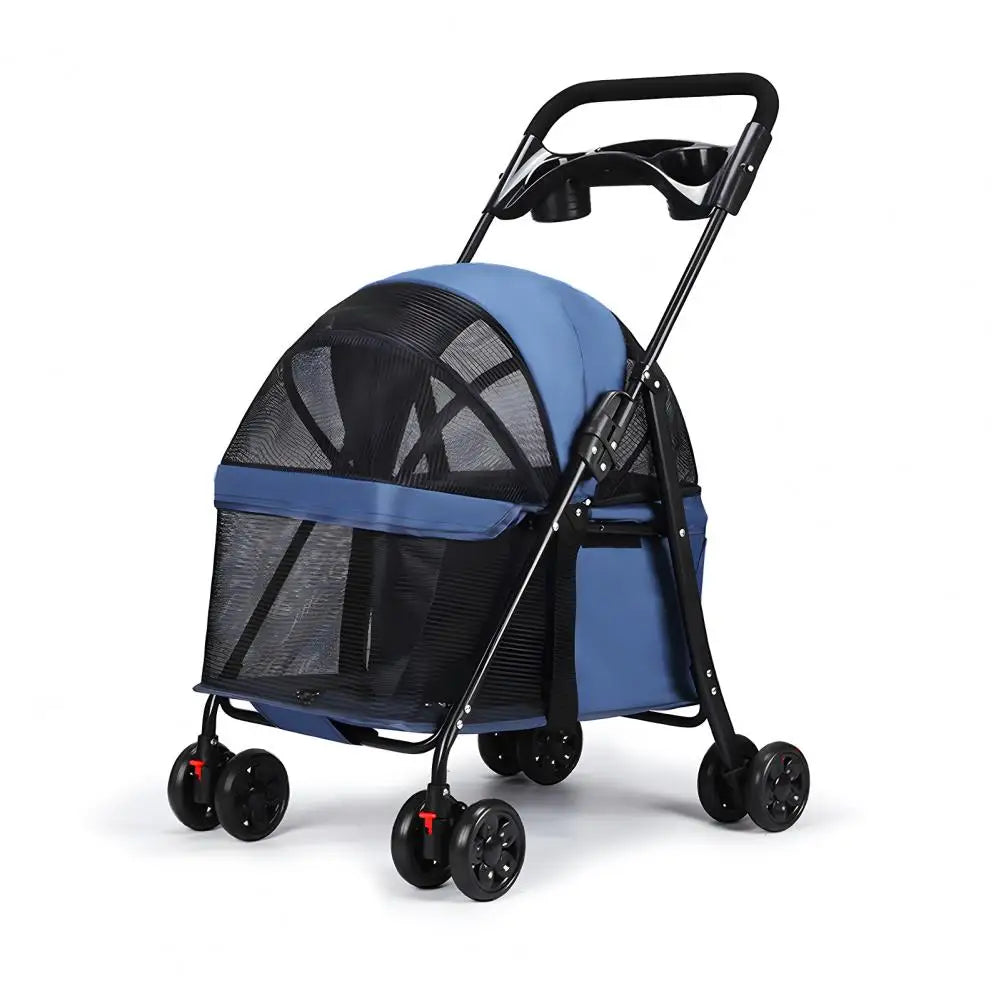 Four Wheel Folding Pet Stroller With Breathable Mesh Window