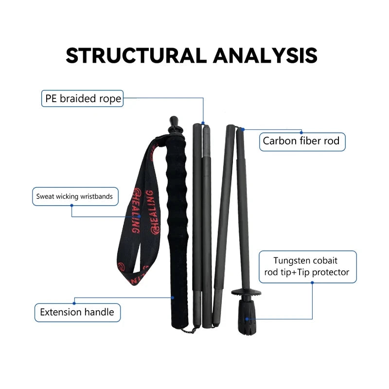 OKHEALING Carbon Fiber Foldable Trekking Poles Ultra Light Hiking Sticks