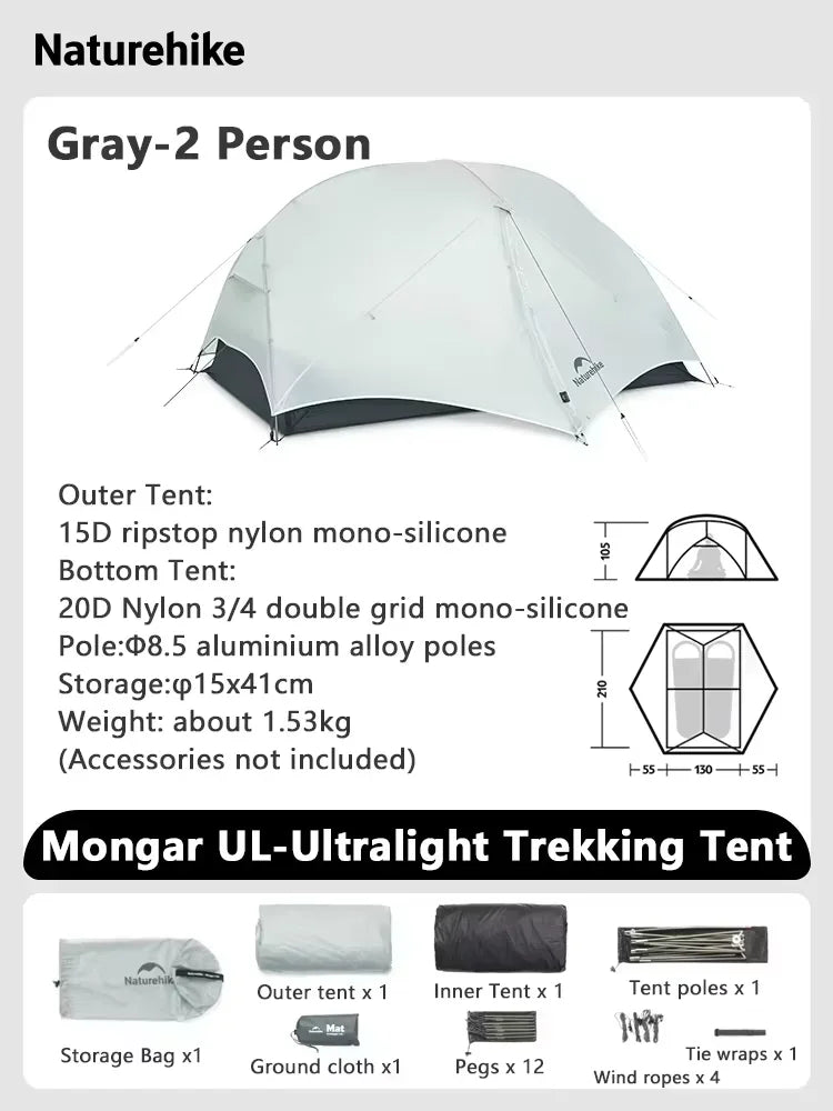 Naturehike Mongar Ultralight Waterproof Double Layer Camping Hiking Tent