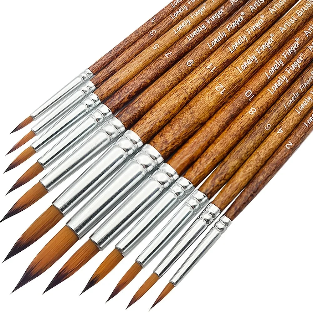 Lonely Finger 12 Piece Synthetic Nylon Artist Paint Brush Set