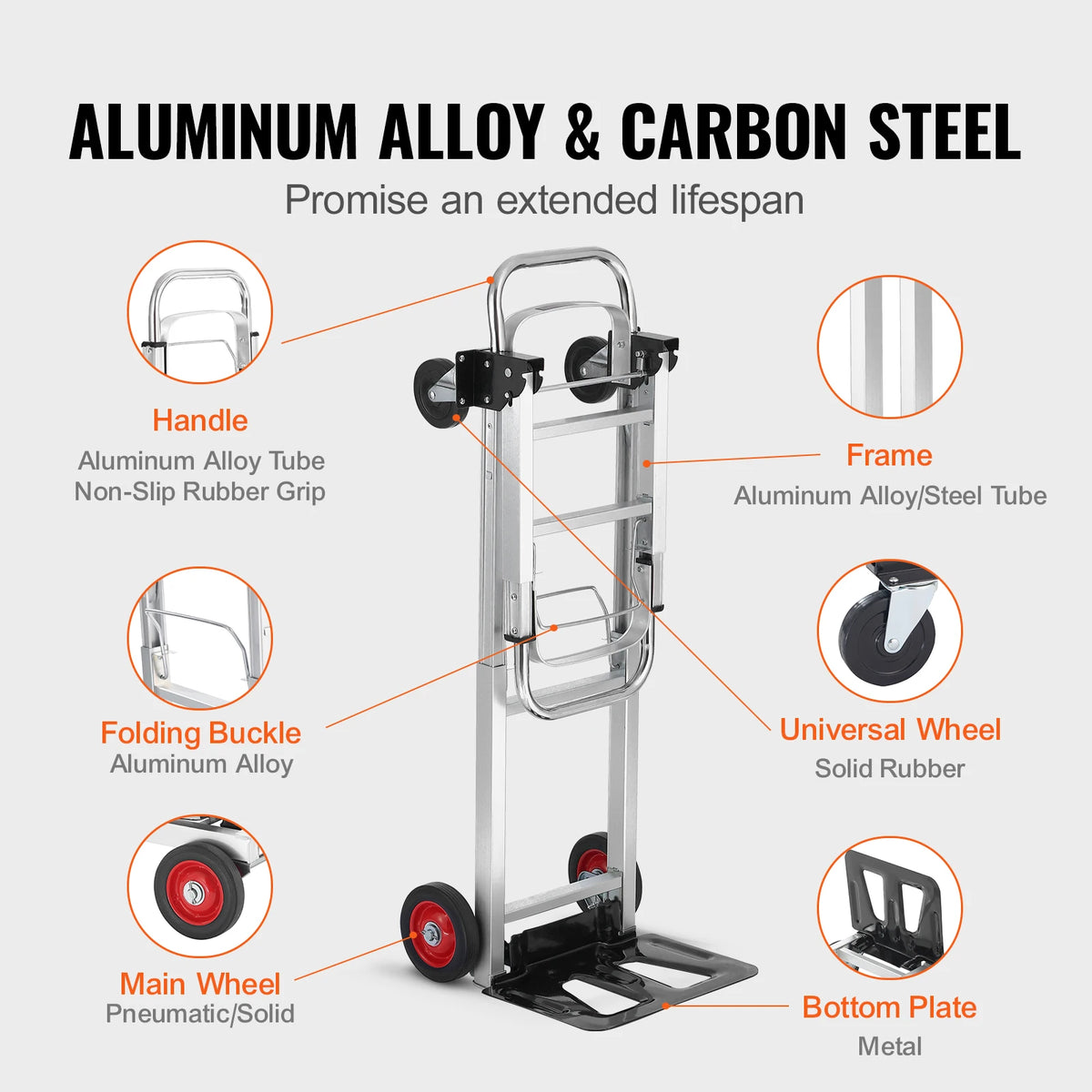 SucceBuy 400 lbs Folding Hand Truck Lightweight Dolly with Wheels Foldable Luggage Utility Cart for Warehouse Transport Moving