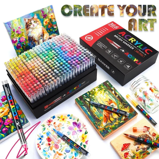 Acrylic Brush Markers for Fabric Rock Ceramic and DIY Crafts