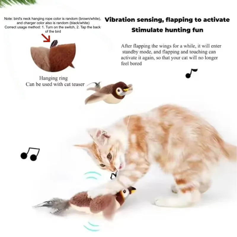Interactive Chirping Plush Bird Toy For Pets And Cats