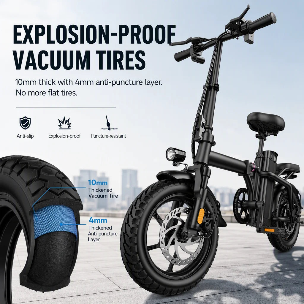 Lightweight Folding Electric Bike With Removable Battery and Dual Disc Brakes