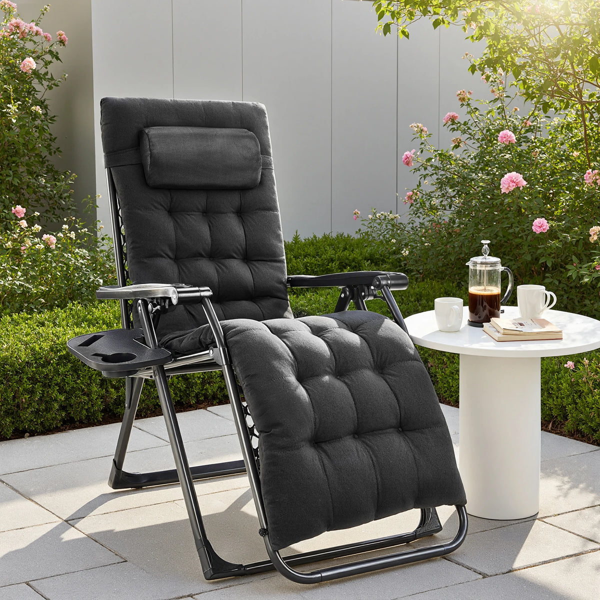 JHK Zero Gravity Recliner Chair With Cup Holder And Cushion