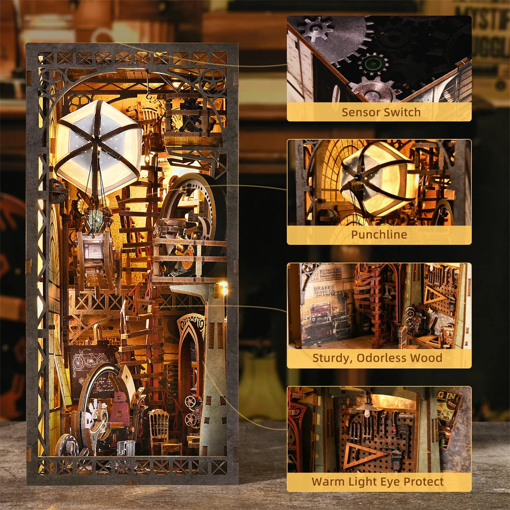 ASLOWSNAIL Makers Workshop DIY Wooden Book Nook Kit Model