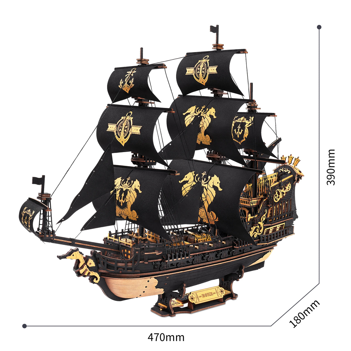 Robotime Rokr Wooden Seahouse Barque Model Building Kit