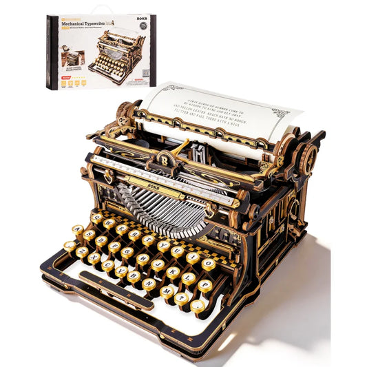 ROKR Wooden Typewriter Puzzle Mechanical Model Kit For Adults